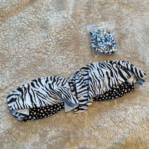 Black and white strapless bikini top